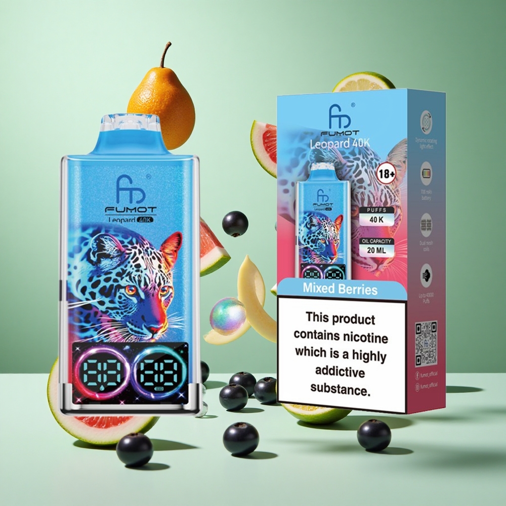Fumot Leopard 40K Puffs Mixed Berries UK wholesale vapes Dual Mesh Type-C Charging