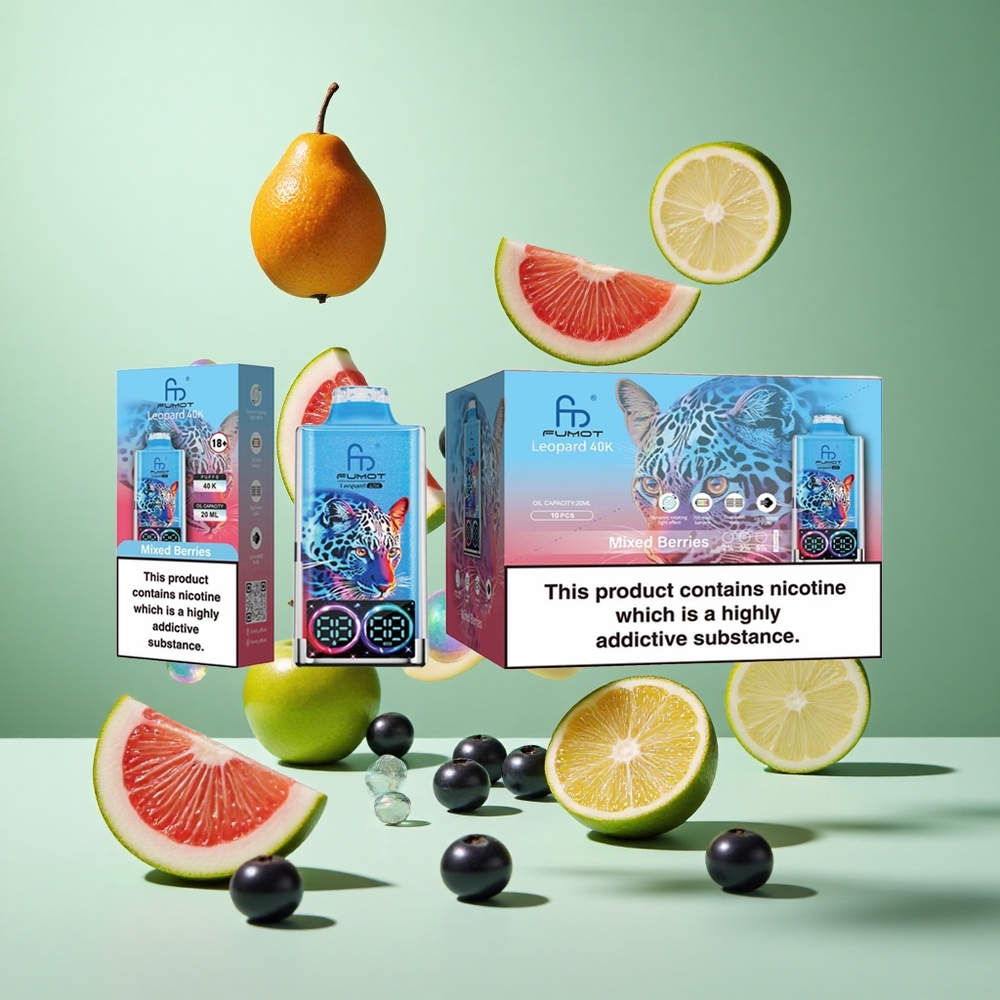 Fumot Leopard 40K Puffs Mixed Berries UK wholesale vapes Dual Mesh Type-C Charging