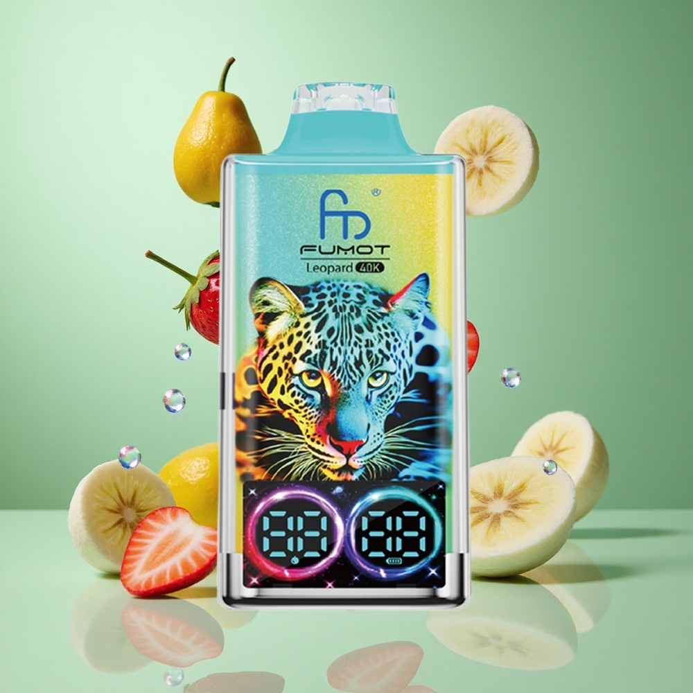Fumot Leopard 40K Puffs Strawberry Banana UK Wholesale Vapes Dual Mesh Type-C