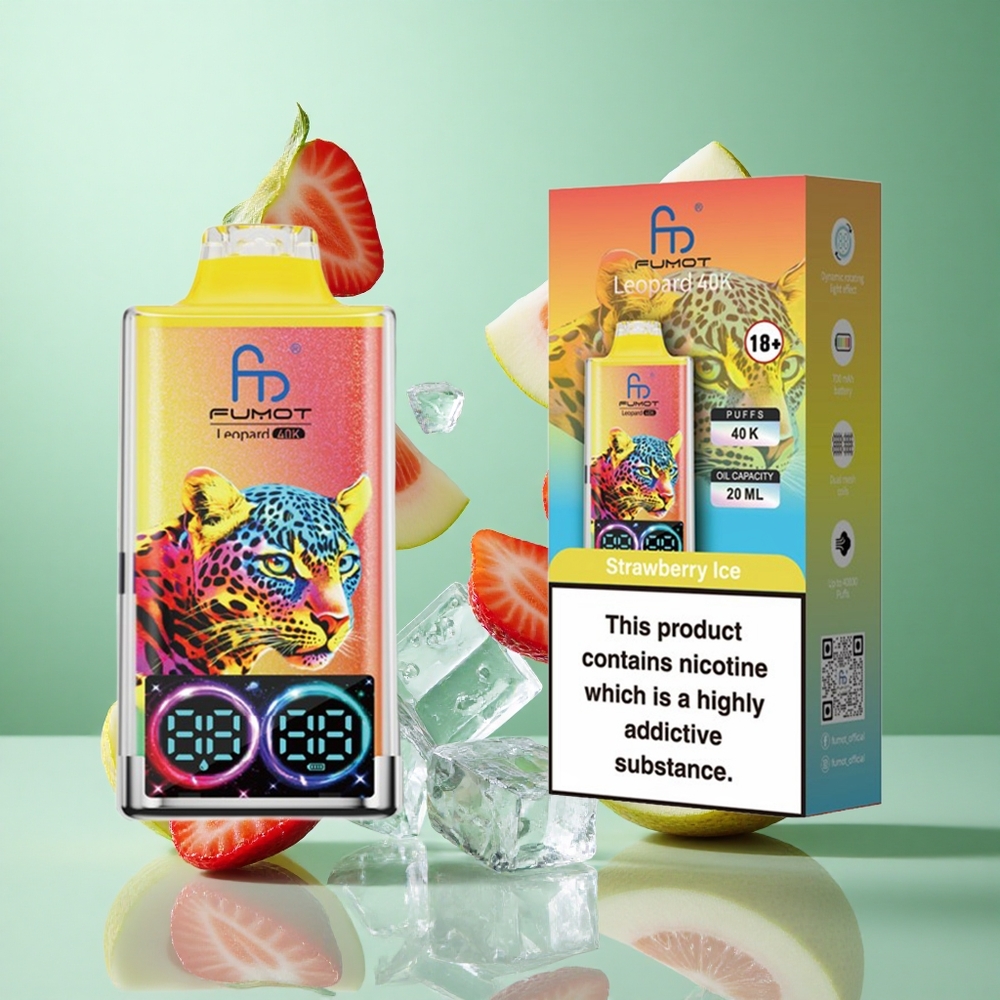 Fumot Leopard 40K Puffs Strawberry Ice UK Wholesale Vapes Dual Mesh Type-C