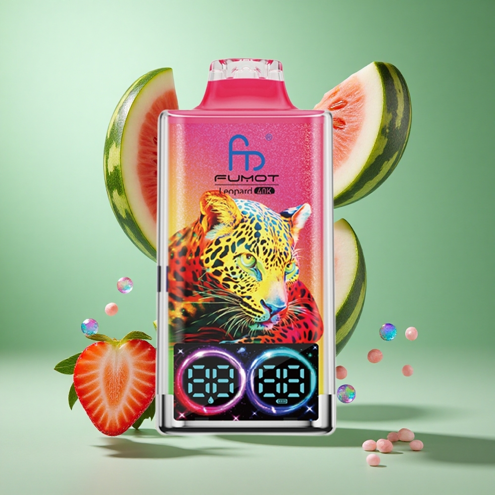 Fumot Leopard 40K Puffs Strawberry Watermelon UK wholesale vapes with Type-C Charging