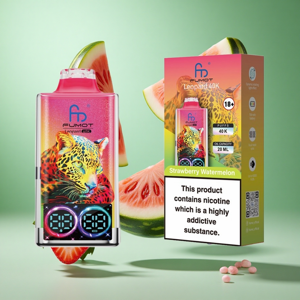 Fumot Leopard 40K Puffs Strawberry Watermelon UK wholesale vapes with Type-C Charging