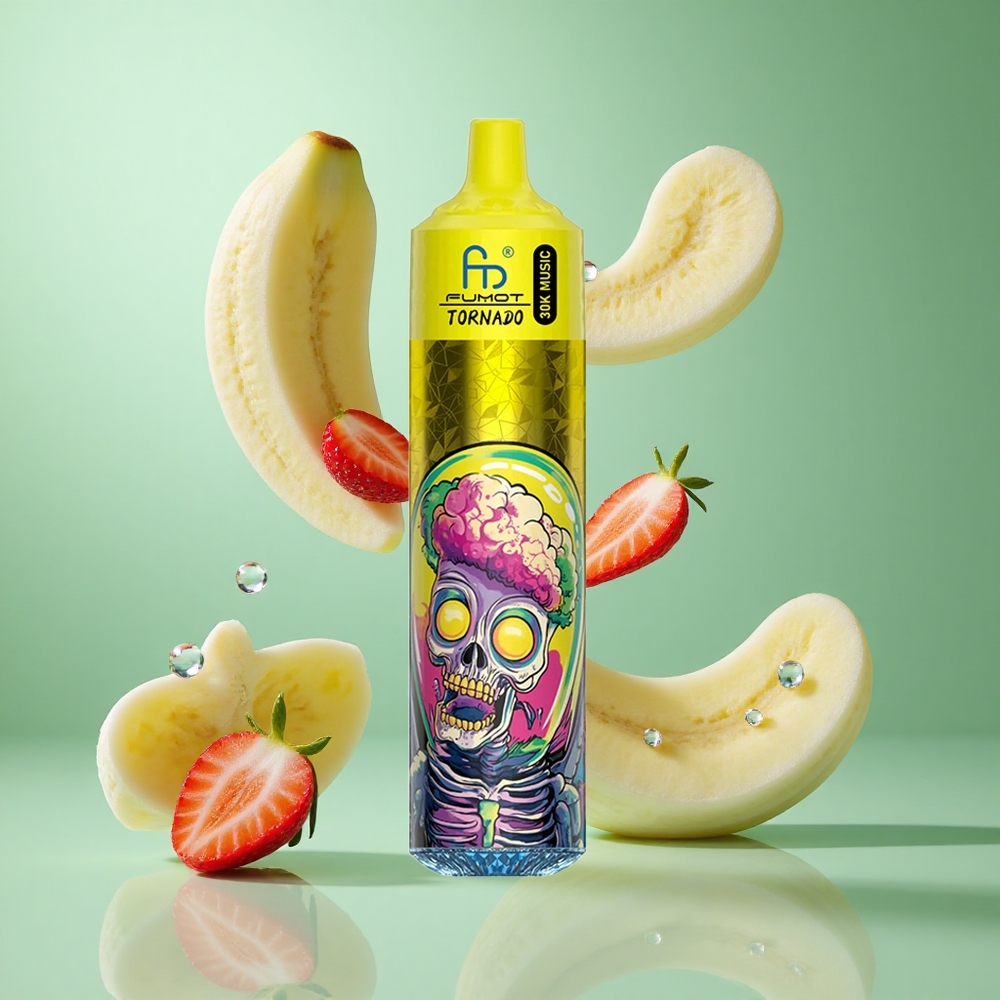 Fumot RandM Tornado 30000 Puffs Banana Strawberry UK Wholesale Vapes 30mL 600mAh