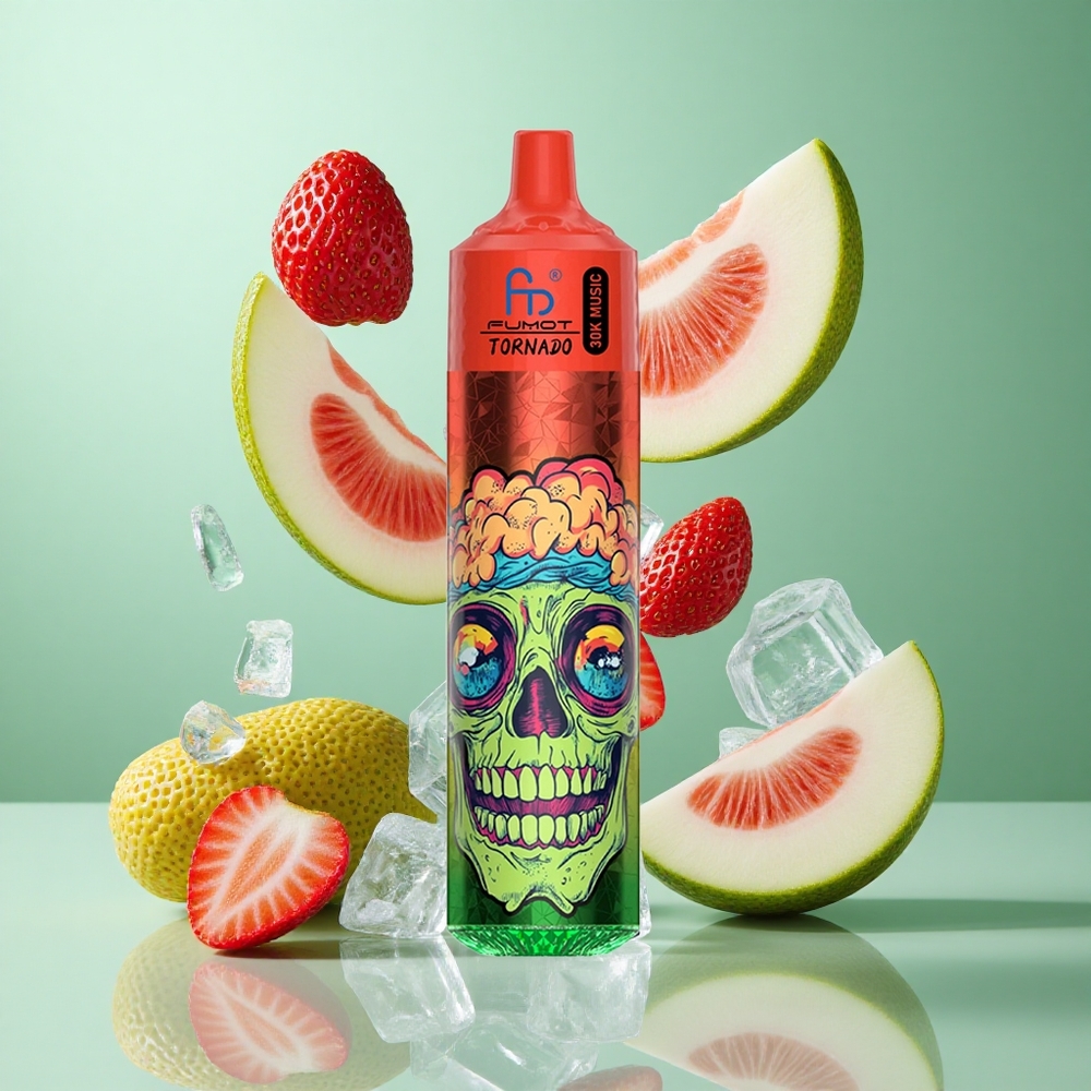 Fumot RandM Tornado 30000 Puffs Strawberry Berry Ice UK Wholesale Vapes 30mL LED Display