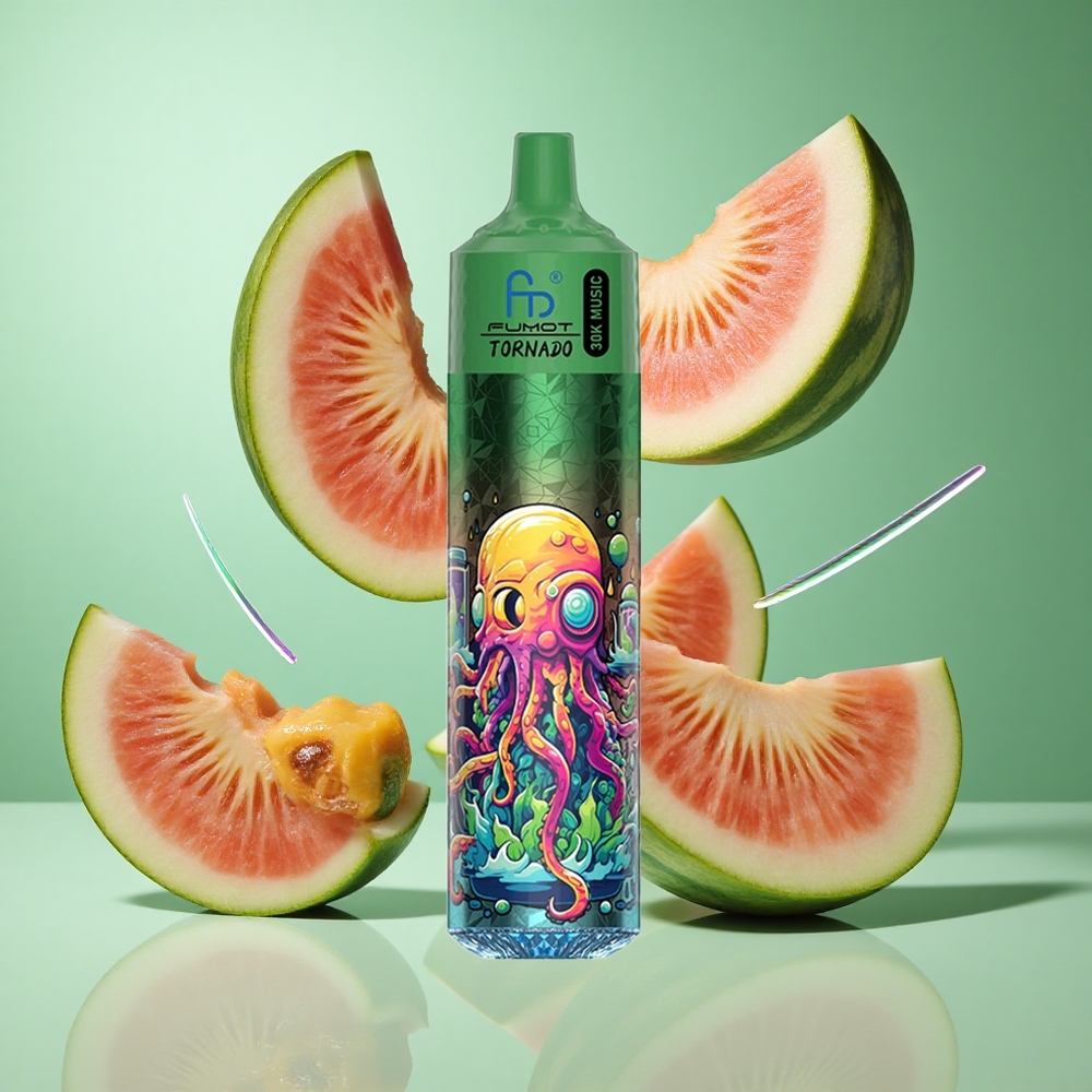 Fumot RandM Tornado 30000 Puffs Watermelon Cantaloupe UK Wholesale Vapes 30mL 2%, 5% Nicotine