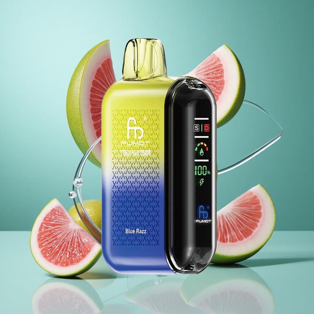 Fumot Tornado 20000 Puffs Blue Razz UK Wholesale Vapes Dual Mesh Coil