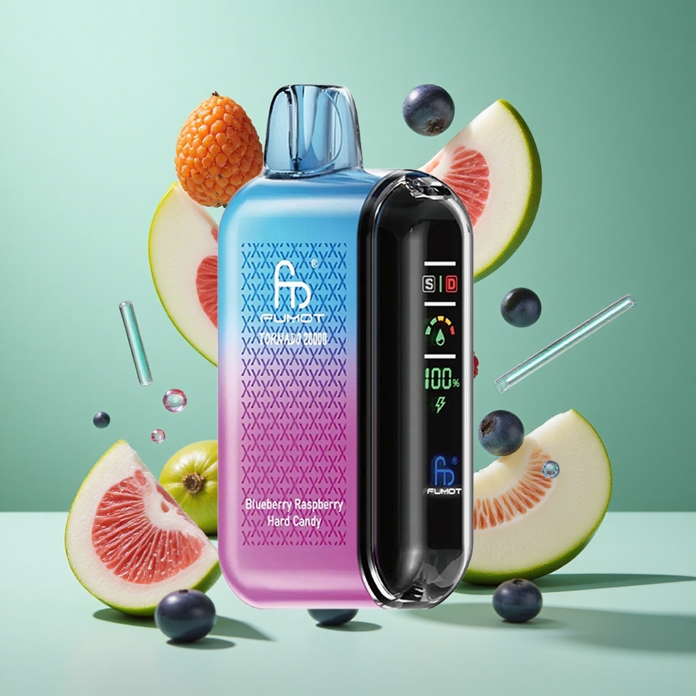 Fumot Tornado 20000 Puffs Blueberry Raspberry Hard Candy UK wholesale vapes Dual Mesh Coil