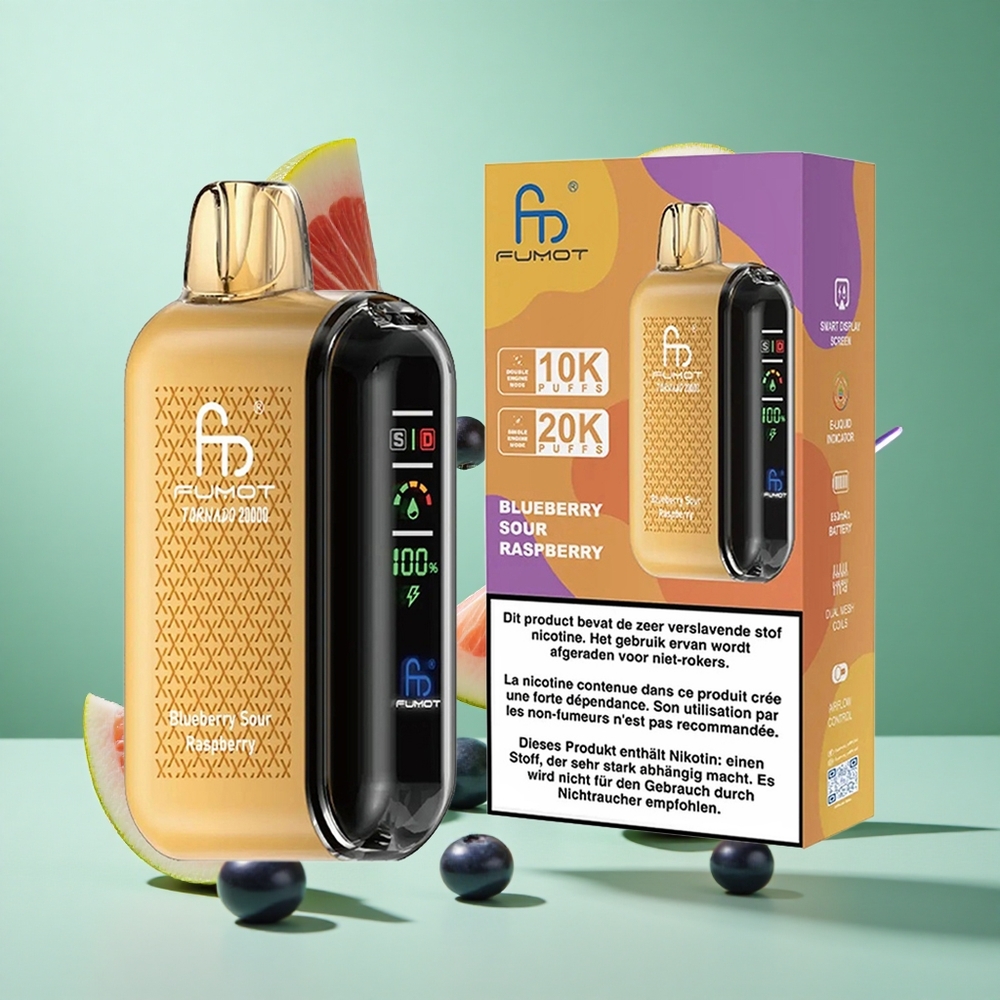 Fumot Tornado 20000 Puffs Blueberry Sour Raspberry UK wholesale vapes Dual Mesh Coil