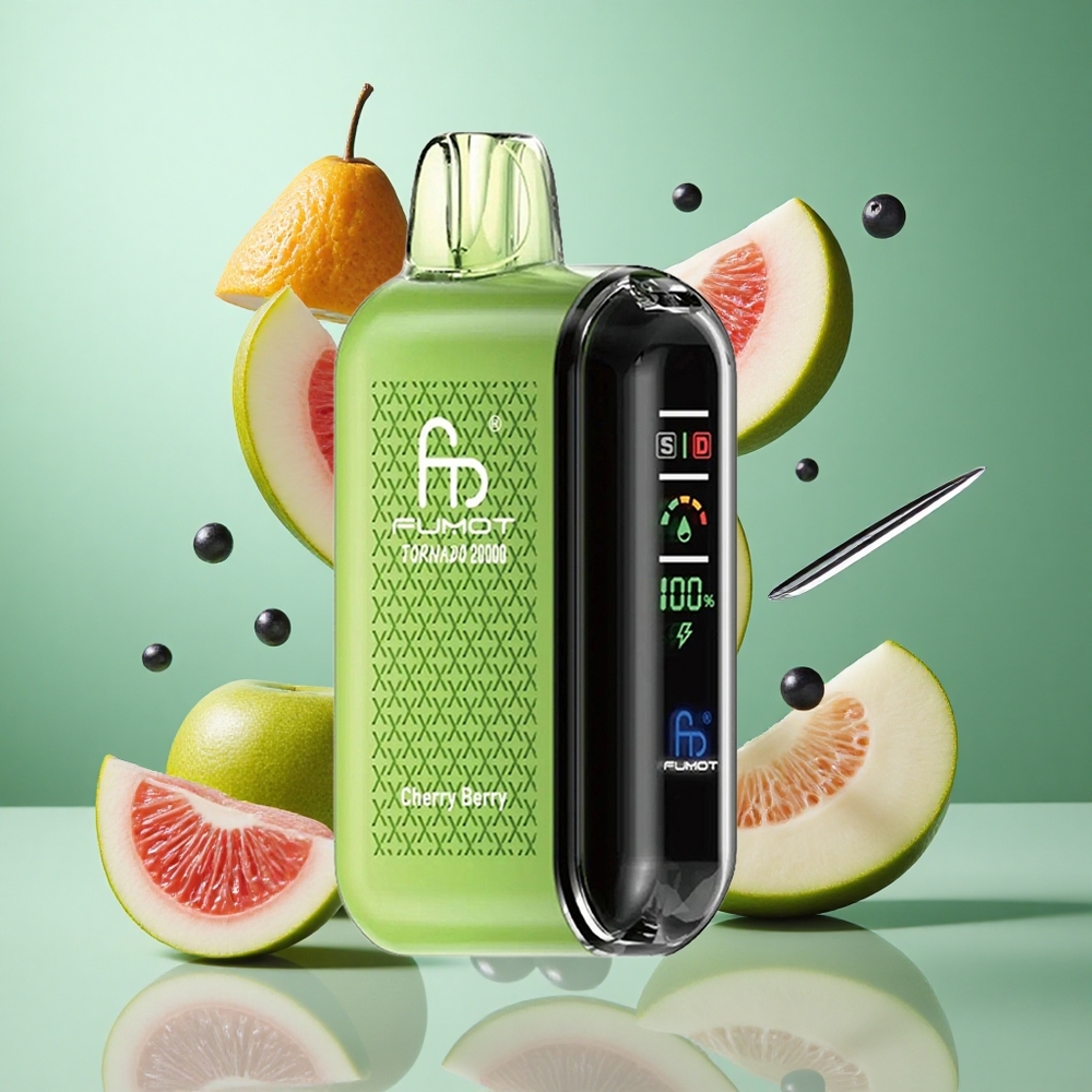 Fumot Tornado 20000 Puffs Cherry Berry UK Wholesale Vapes Dual Mesh Coil