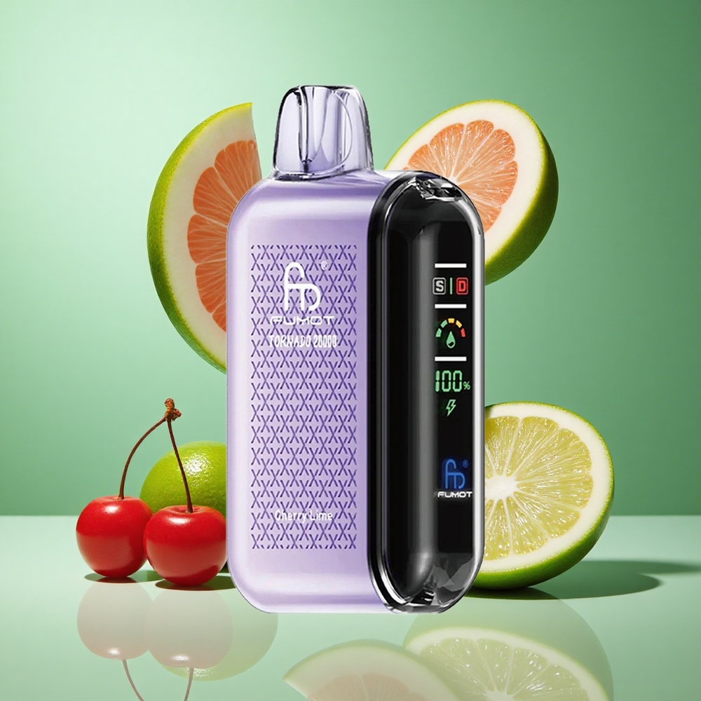 Fumot Tornado 20000 Puffs Cherry Lime UK Wholesale Vapes Dual Mesh Coil