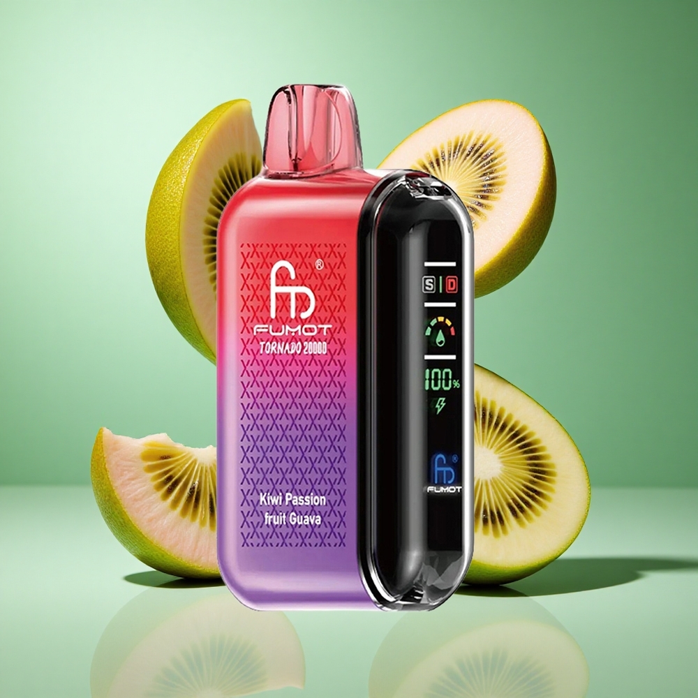 Fumot Tornado 20000 Puffs Kiwi Passion Fruit Guava UK wholesale vapes Dual Mesh Coil