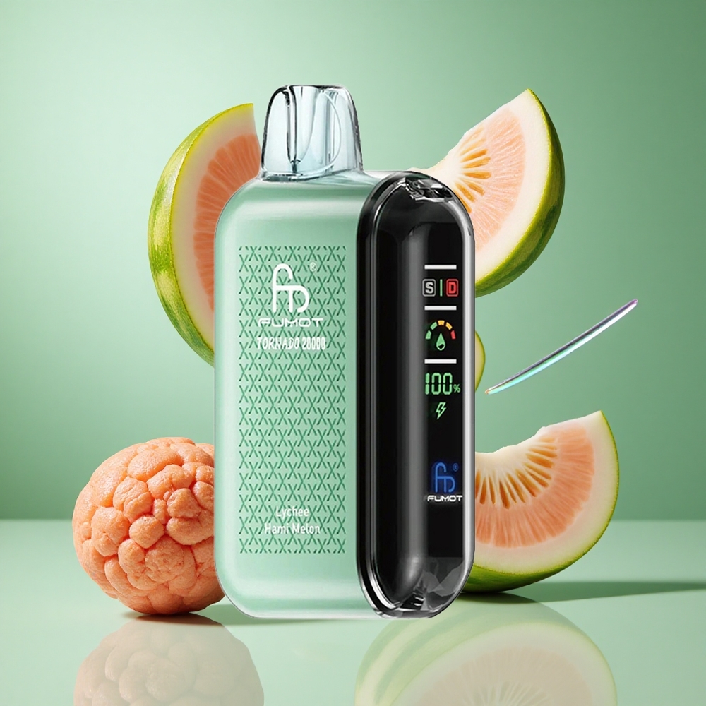 Fumot Tornado 20000 Puffs Lychee Hami Melon UK Wholesale Vapes Dual Mesh Coil