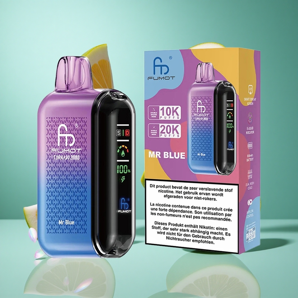 Fumot Tornado 20000 Puffs Mr Blue UK wholesale vapes Dual Mesh Coil