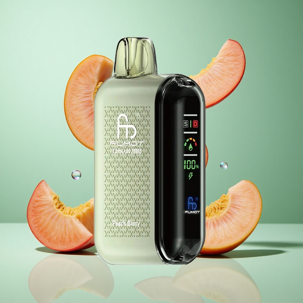 Fumot Tornado 20000 Puffs Peach Berry Dual Mesh Coil UK wholesale vapes