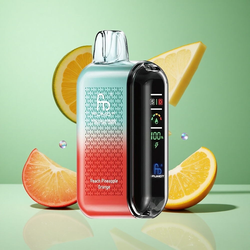 Fumot Tornado 20000 Puffs Peach Pineapple Orange UK wholesale vapes Dual Mesh Coil