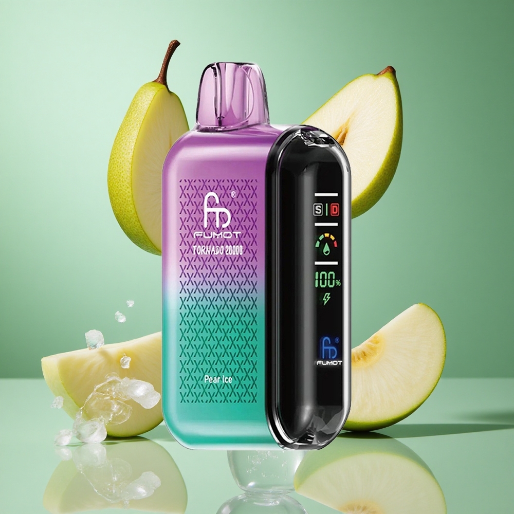 Fumot Tornado 20000 Puffs Pear Ice UK Wholesale Vapes Dual Mesh Coil
