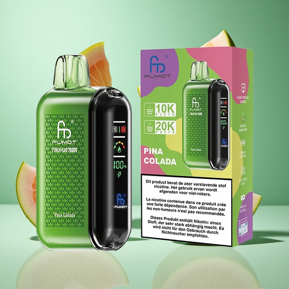 Fumot Tornado 20000 Puffs Pina Colada UK wholesale vapes Dual Mesh Coil