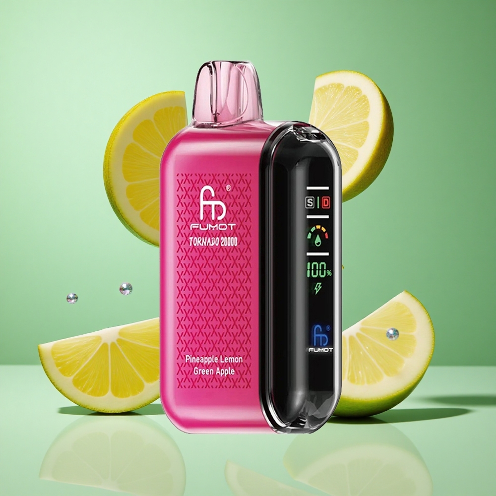 Fumot Tornado 20000 Puffs Pineapple Lemon Green Apple UK Wholesale Vapes Dual Mesh Coil