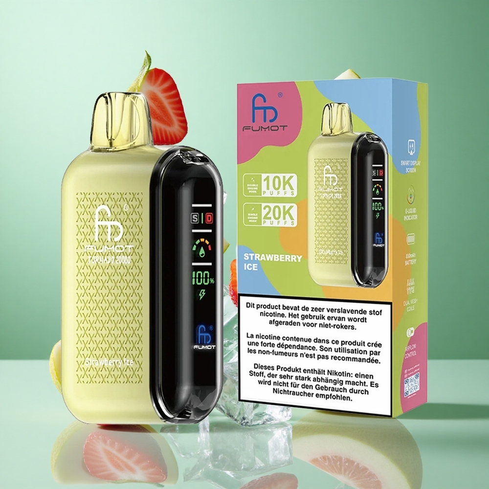 Fumot Tornado 20000 Puffs Strawberry Ice UK wholesale vapes Dual Mesh Coil