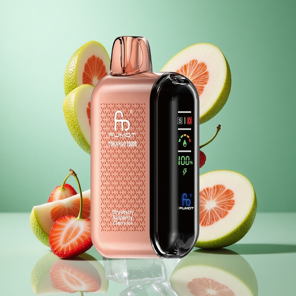 Fumot Tornado 20000 Puffs Strawberry Raspberry Cherry Ice UK wholesale vapes with Dual Mesh Coil