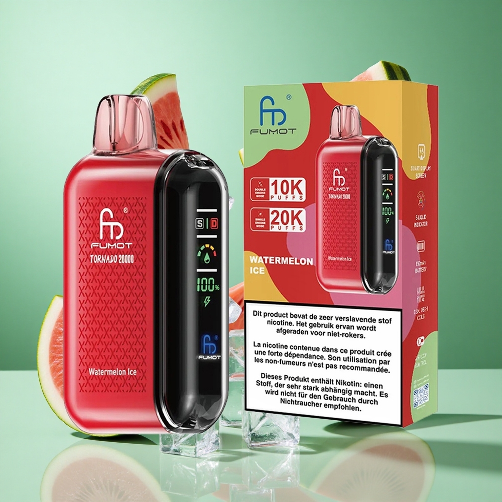 Fumot Tornado 20000 Puffs Watermelon Ice UK Wholesale Vapes Dual Mesh Coil