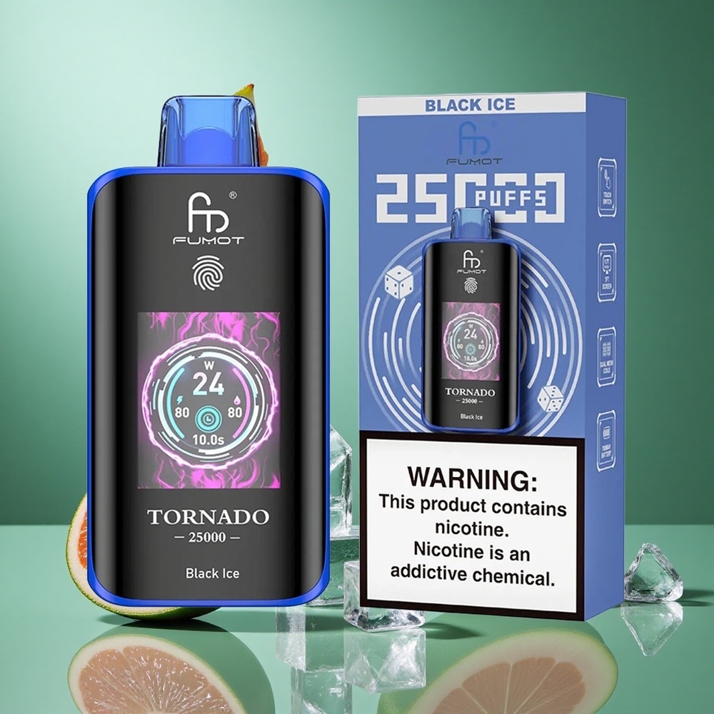 Fumot Tornado 25000 Puffs Black Ice UK wholesale vapes with 700mAh Rechargeable Battery