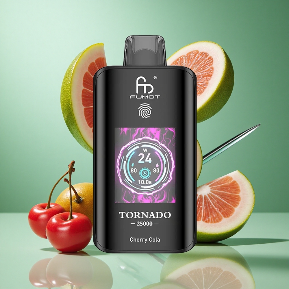 Fumot Tornado 25000 Puffs Cherry Cola UK wholesale vapes HD Screen Type-C