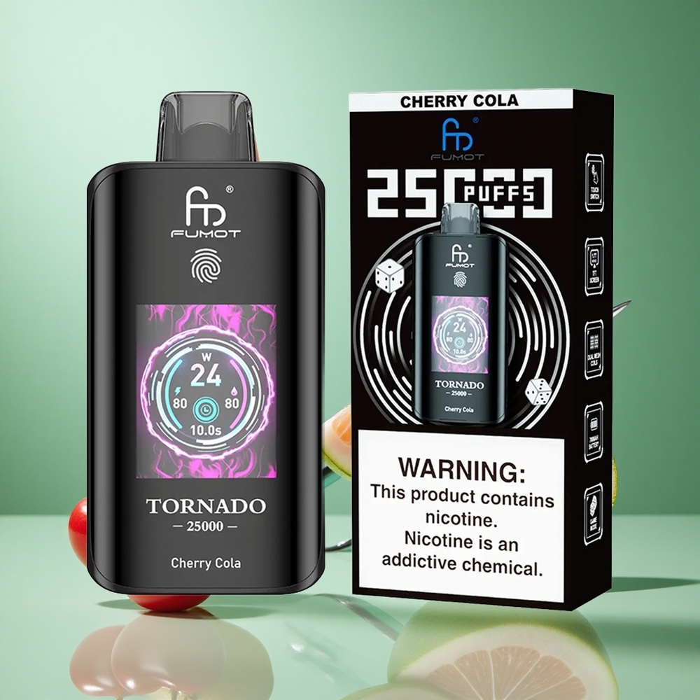 Fumot Tornado 25000 Puffs Cherry Cola UK wholesale vapes HD Screen Type-C