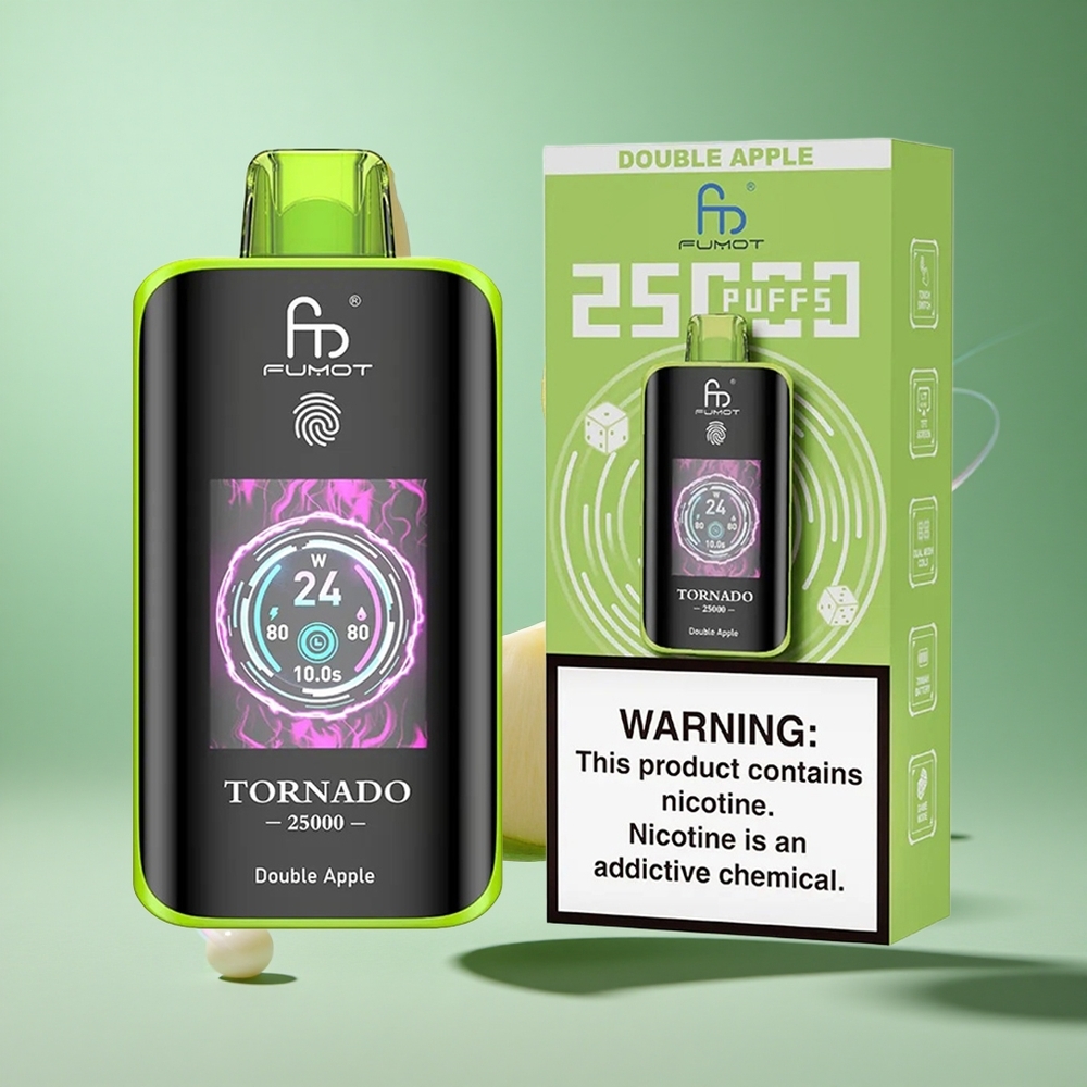 Fumot Tornado 25000 Puffs Double Apple UK wholesale vapes HD Screen Type-C Charging