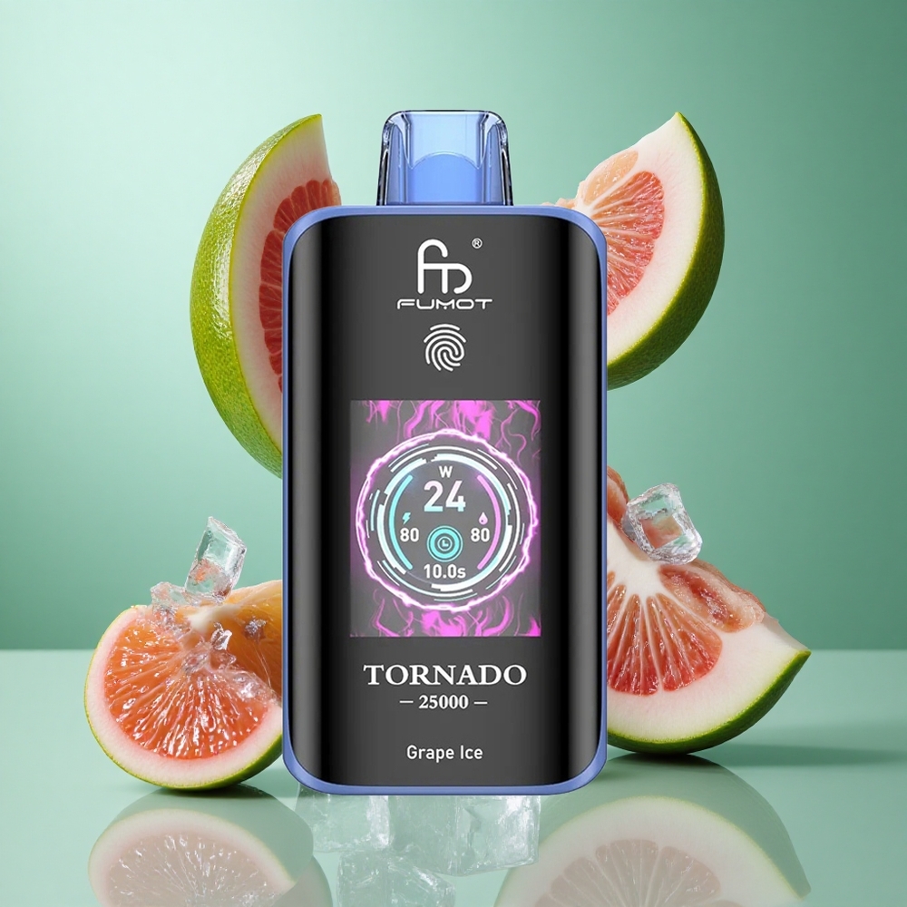 Fumot Tornado 25000 Puffs Grape Ice UK wholesale vapes HD Screen Type-C