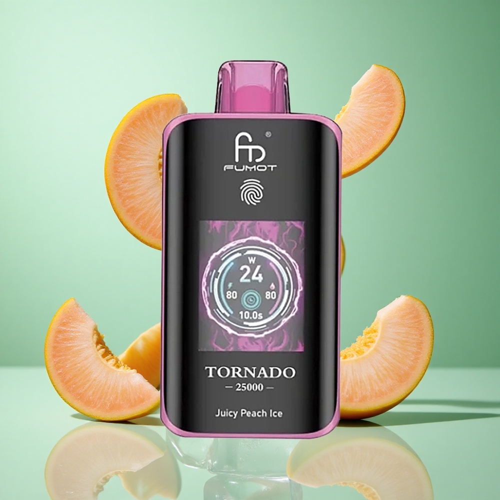 Fumot Tornado 25000 Puffs Juicy Peach Ice UK Wholesale Vapes HD Screen 700mAh