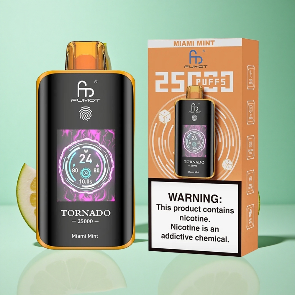 Fumot Tornado 25000 Puffs Miami Mint UK wholesale vapes HD Screen 700mAh Rechargeable