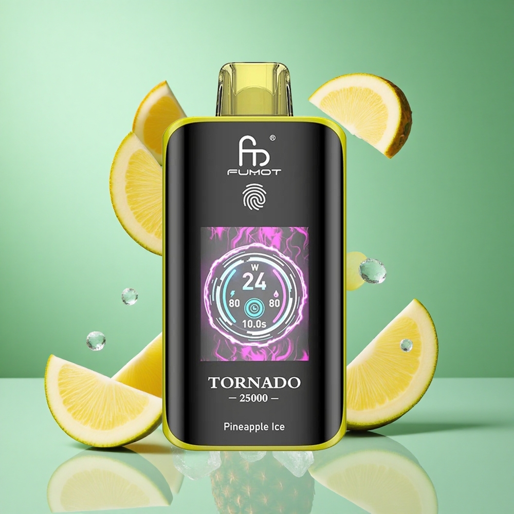 Fumot Tornado 25000 Puffs Pineapple Ice UK Wholesale Vapes HD Screen Type-C Charging