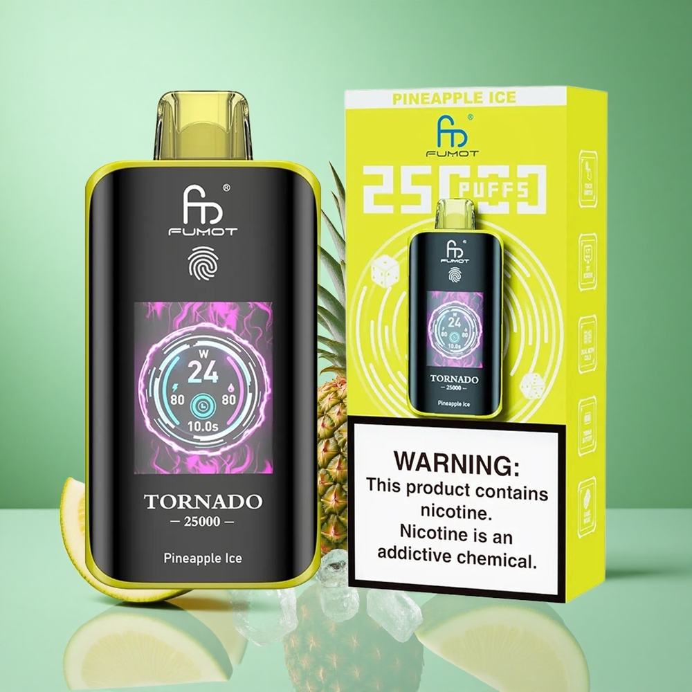 Fumot Tornado 25000 Puffs Pineapple Ice UK Wholesale Vapes HD Screen Type-C Charging