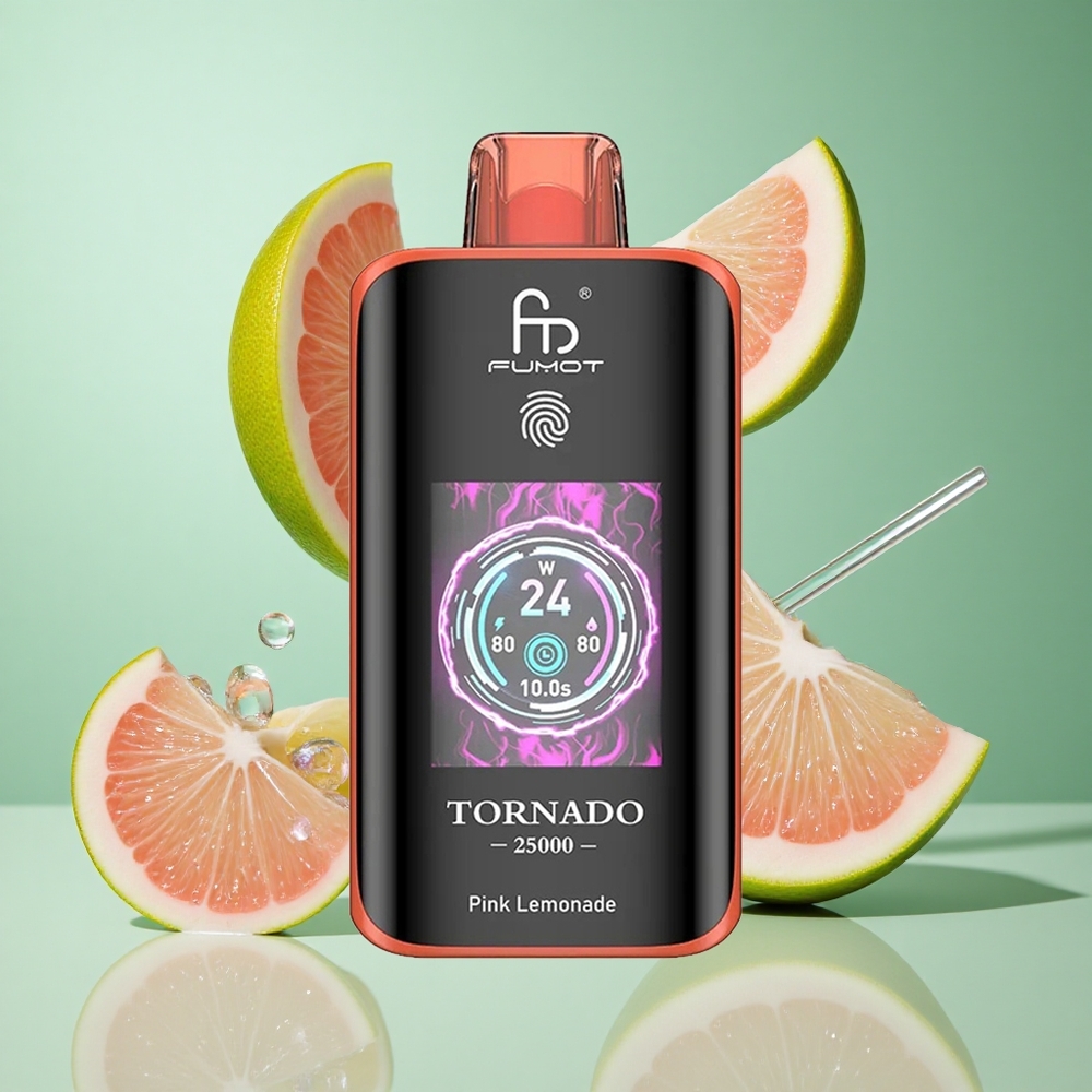 Fumot Tornado 25000 Puffs Pink Lemonade UK wholesale vapes with 700mAh Rechargeable Battery & Type-C charging
