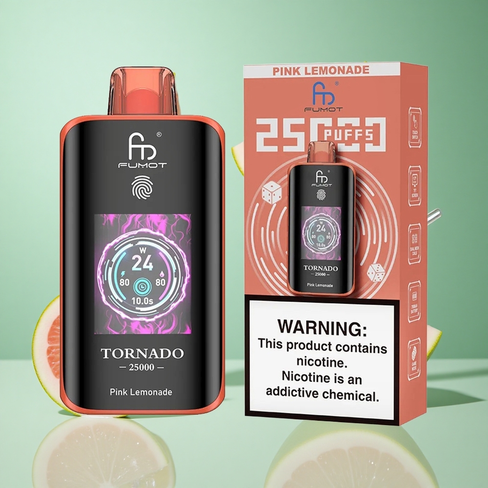 Fumot Tornado 25000 Puffs Pink Lemonade UK wholesale vapes with 700mAh Rechargeable Battery & Type-C charging