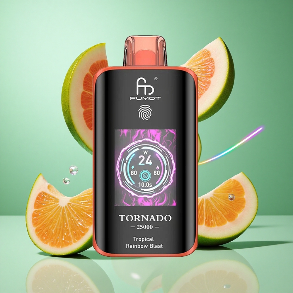 Fumot Tornado 25000 Puffs Tropical Rainbow Blast UK wholesale vapes HD Screen Type-C