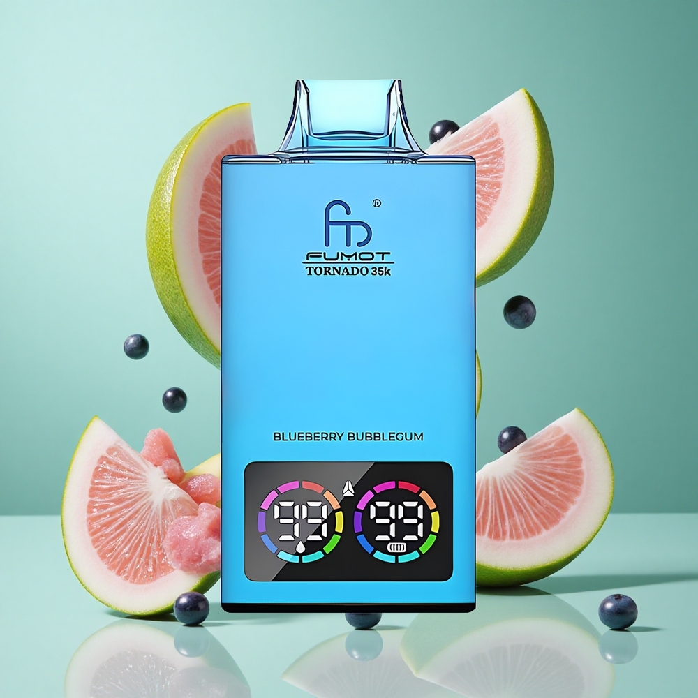 Fumot Tornado 35000 Blueberry Bubblegum UK Wholesale Vapes Dual Mesh Coil Fast Charging