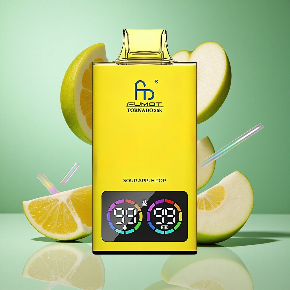 Fumot Tornado 35000 Disposable Vape Sour Apple Pop Dual Mesh Coil UK wholesale vapes