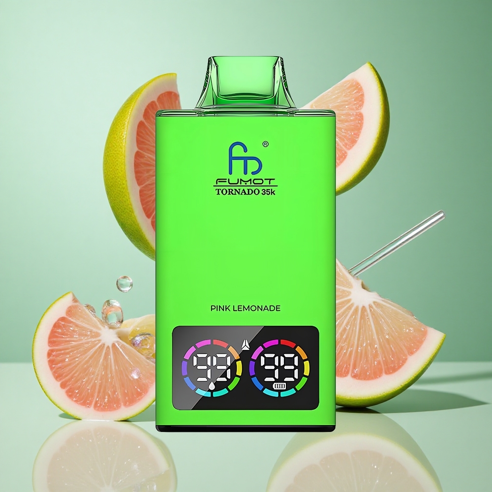 Fumot Tornado 35000 Pink Lemonade UK Wholesale Vapes Dual Mesh Coil Fast Charging