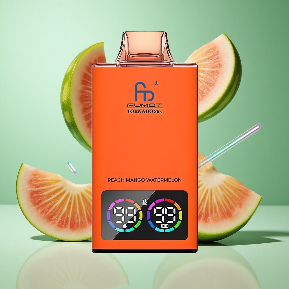 Fumot Tornado 35K Peach Mango Watermelon UK wholesale vapes Dual Mesh Coil Fast Charging