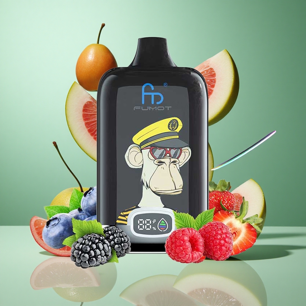 Fumot Tornado Digital Box 12000 Puffs Cherry UK wholesale vapes Mesh Coil Type-C Charging