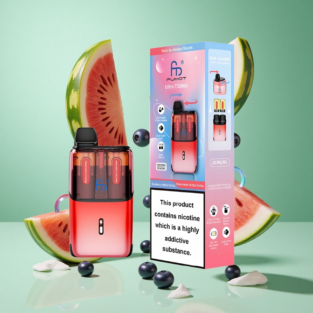 Fumot Ultra T32000 32000 Puffs Blueberry Hubba Bubba - Watermelon Hubba Bubba UK Wholesale Vapes 800mAh Battery