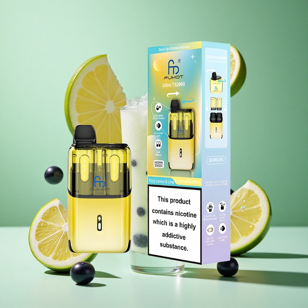 Fumot Ultra T32000 32000 Puffs Fizzy Lemon & Lime - Lemon & Blueberry UK wholesale vapes 800mAh Advanced Mesh Coil