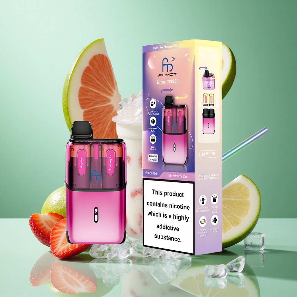 Fumot Ultra T32000 32000 Puffs Grape Ice - Strawberry Ice UK Wholesale Vapes 800mAh Battery