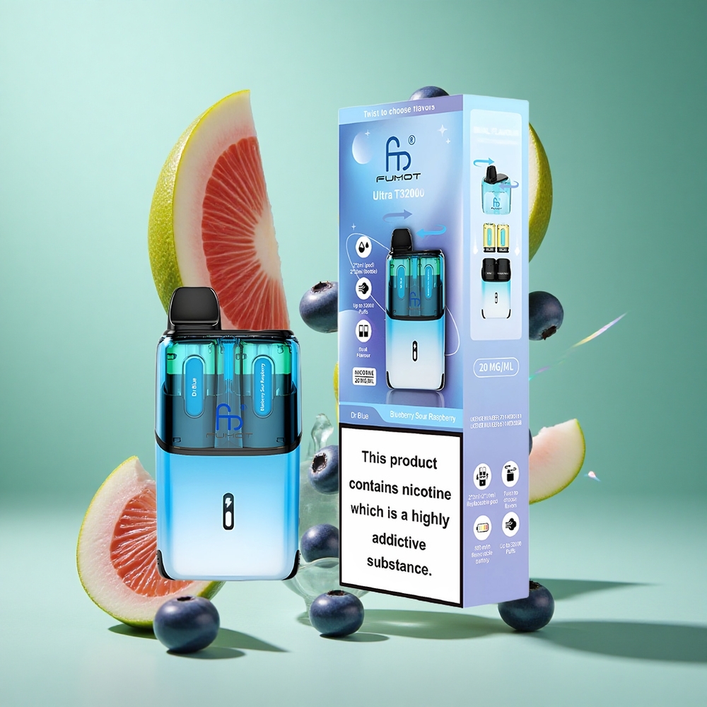 Fumot Ultra T32000 Blueberry Sour Raspberry 32000 Puffs UK Wholesale Vapes Type-C Fast Charging