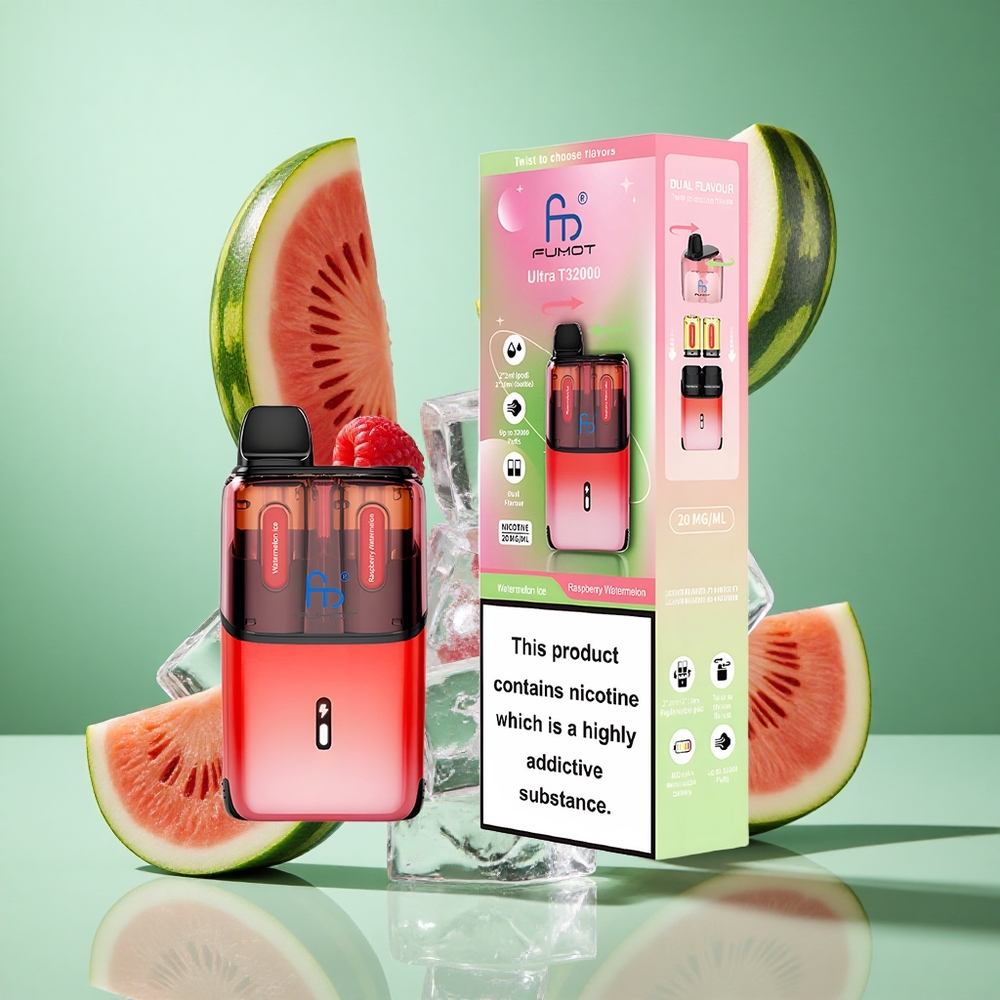 Fumot Ultra T32000 Raspberry Watermelon Ice 32000 Puffs UK Wholesale Vapes with Advanced Mesh Coil
