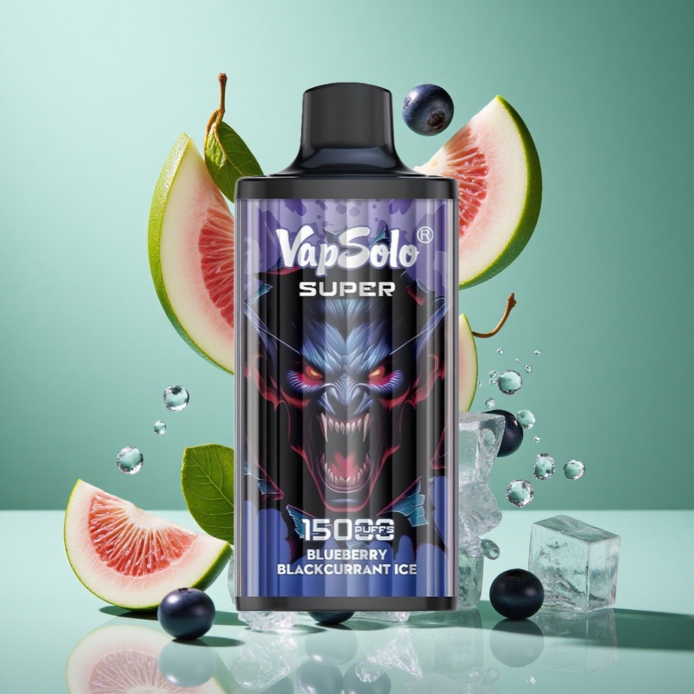 Vapsolo Super 15000 Puffs Blueberry Blackcurrant Ice UK Wholesale Vapes 850mAh Mesh Coil