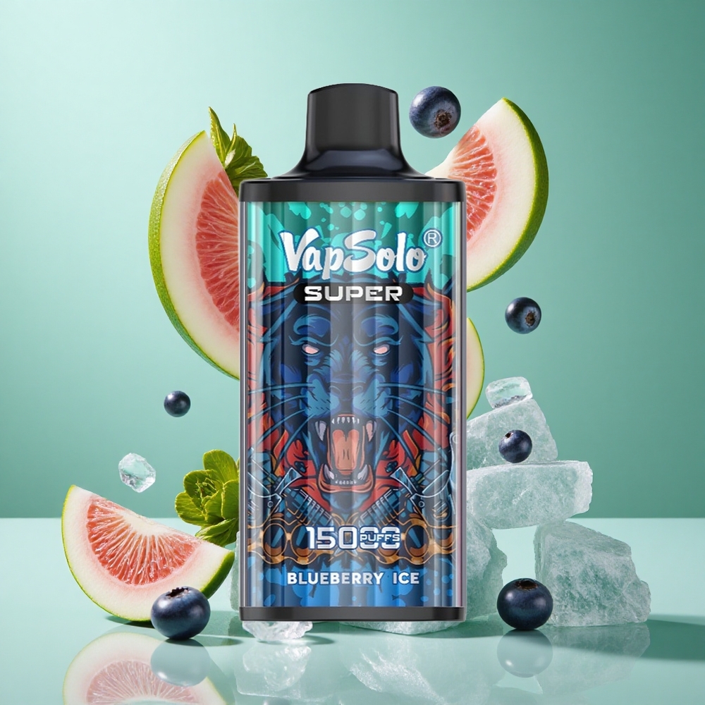 Vapsolo Super 15000 Puffs Blueberry Ice UK Wholesale Vapes 40ml E-Liquid Type-C Charging