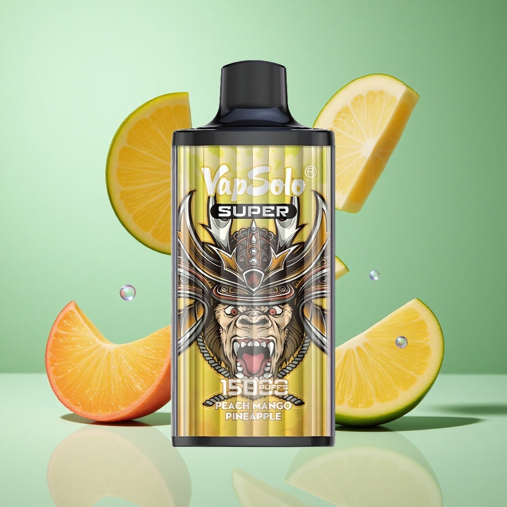 Vapsolo Super 15000 Puffs Peach Mango Pineapple UK Wholesale Vapes 40ml E-Liquid